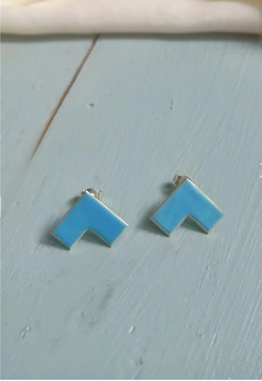 Rooftop Studs - Enamel Light Blue
