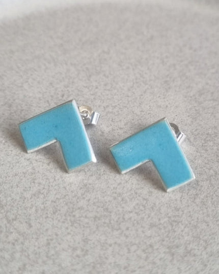 Rooftop Studs - Enamel Light Blue