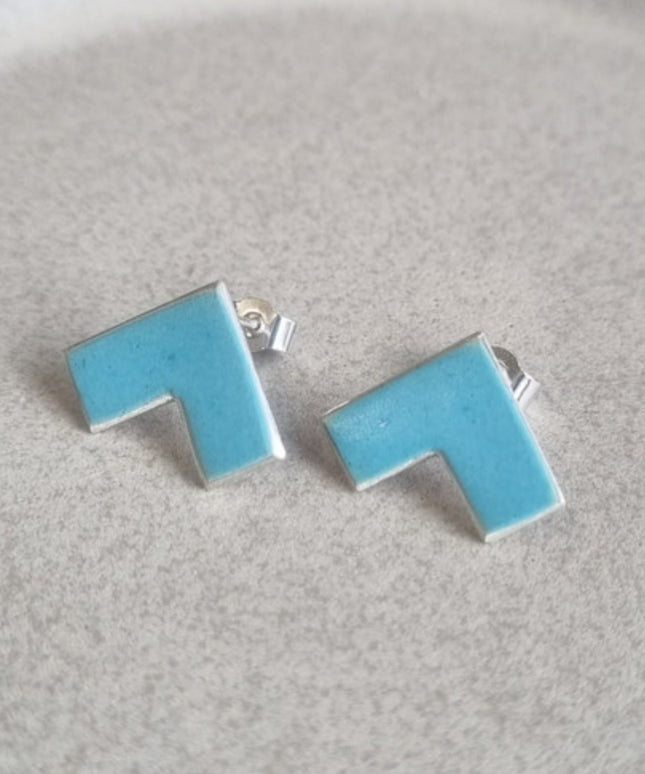 Rooftop Studs - Enamel Light Blue