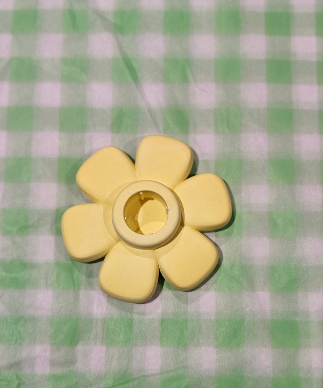 Flower-Shaped Candle Holder - Handmade - Sunshine Yellow