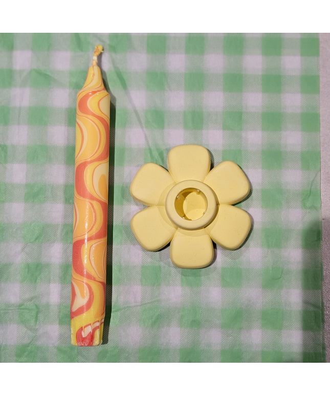 Candle & Holder Set * Yellow