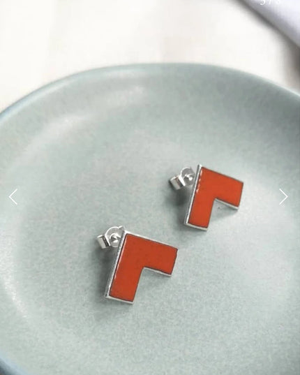 Rooftop Studs - Enamel Red