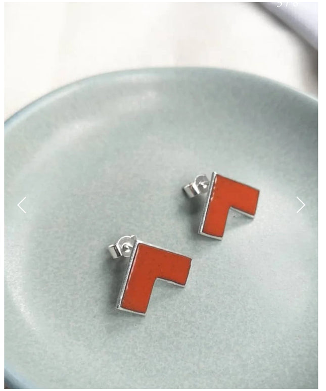 Rooftop Studs - Enamel Red