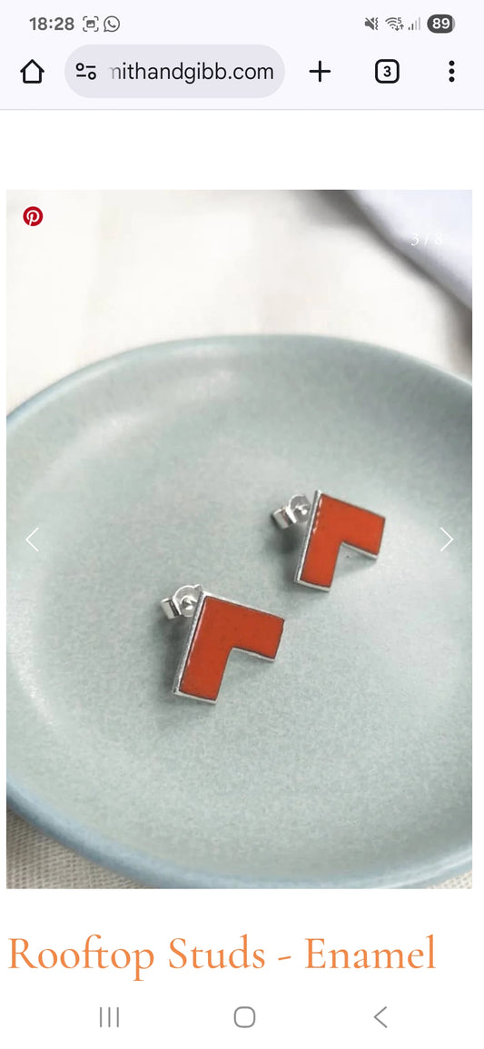 Rooftop Studs - Enamel Red