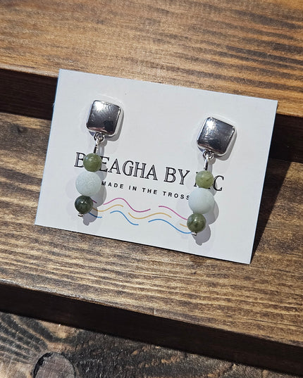 Natural Stone Mini Drop Earrings Amazonite & Green Mix