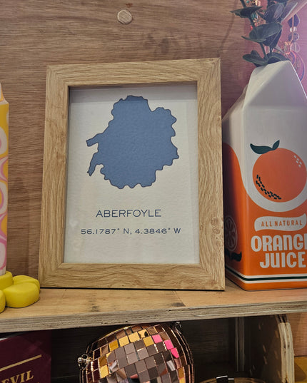 Aberfoyle Art Print - Longitude and Latitude A5 Blue