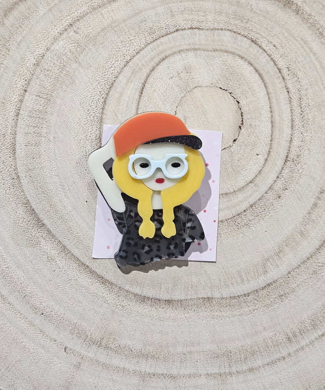 Funky Woman Brooch * Acrylic Brooch Pin