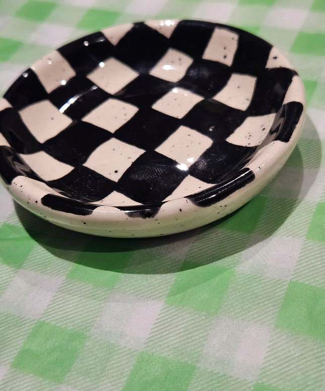 Trinket Dish * Black Checkered