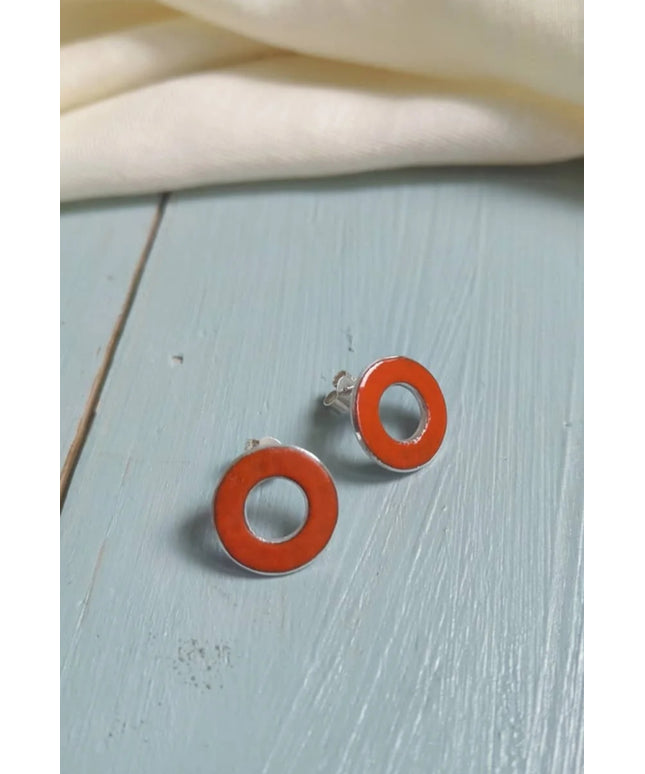 Circle Window Studs - Enamel RED