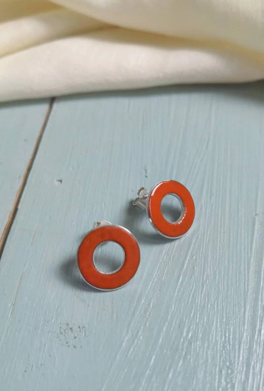 Circle Window Studs - Enamel RED