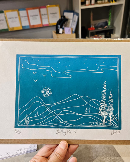 Bothy Views Teal / Original Lino