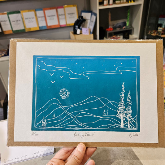 Bothy Views Teal / Original Lino