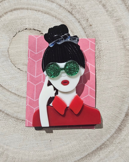 Elegant Woman Brooch * Acrylic Brooch Pin