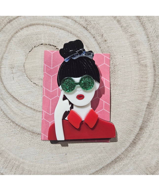 Elegant Woman Brooch * Acrylic Brooch Pin