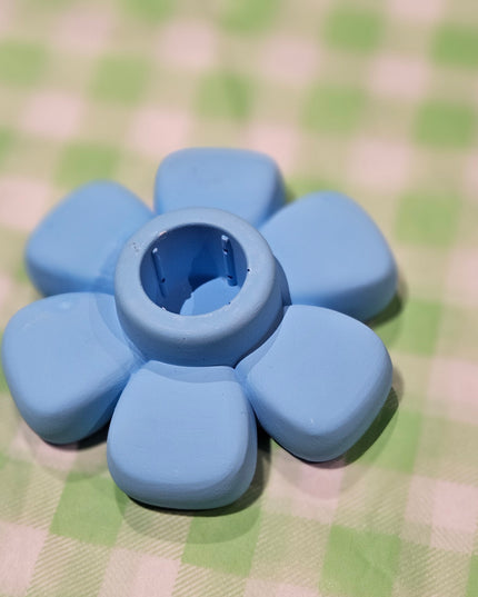 Flower-Shaped Candle Holder - Handmade - Baby Blue