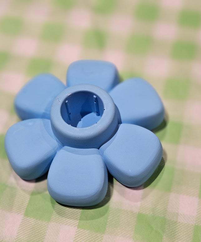 Flower-Shaped Candle Holder - Handmade - Baby Blue