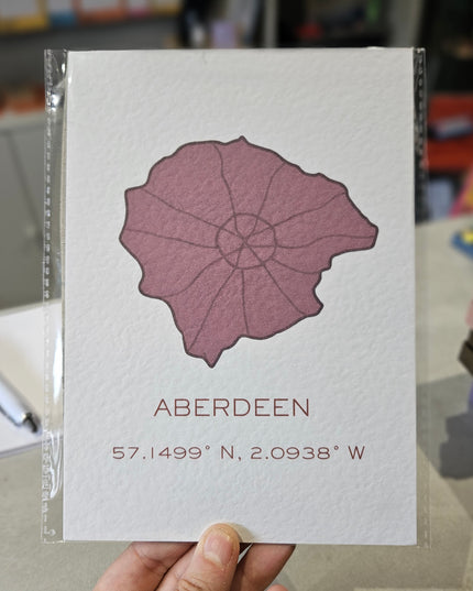 Aberdeen Art Print - Longitude and Latitude A5