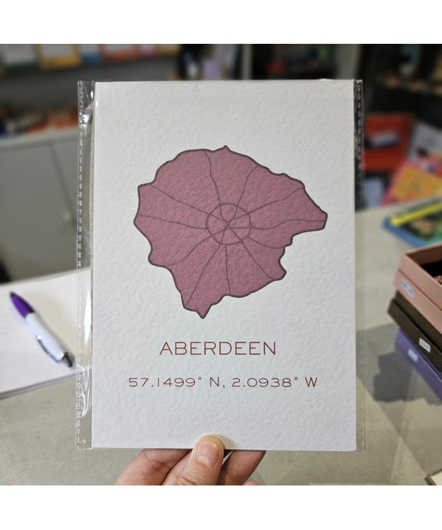 Aberdeen Art Print - Longitude and Latitude A5