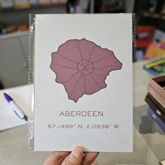 Aberdeen Art Print - Longitude and Latitude A5