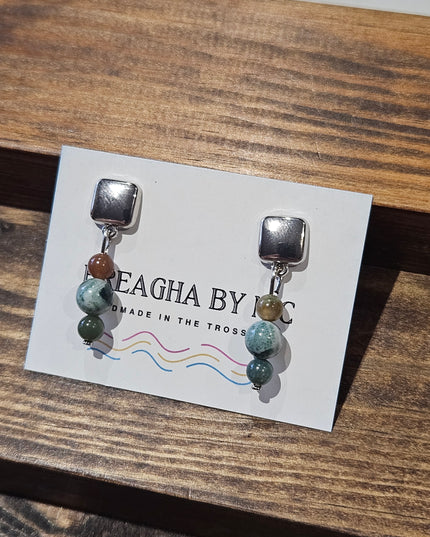 Natural Stone Mini Drop Earrings Indian Agate