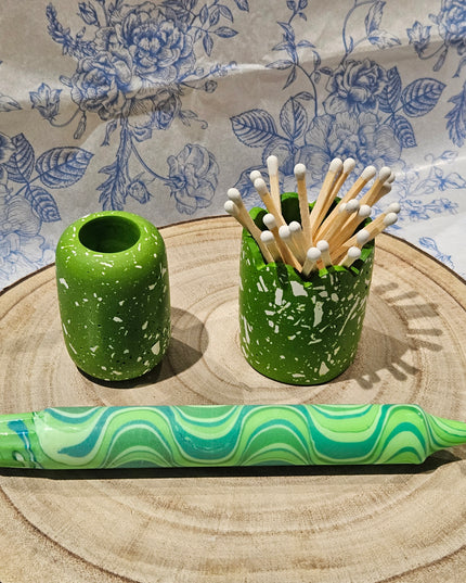 Candle & MatchPot Gift Set * Green