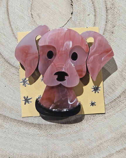 Dog Brooch Pink * Acrylic Brooch Pin