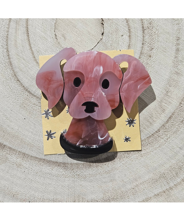 Dog Brooch Pink * Acrylic Brooch Pin