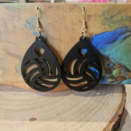 Wooden Drop Earrings Black