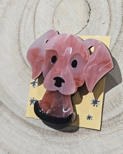 Dog Brooch Pink * Acrylic Brooch Pin