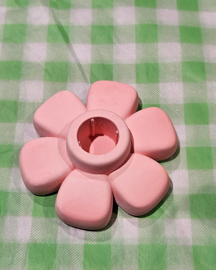 Flower-Shaped Candle Holder - Handmade - Baby Pink