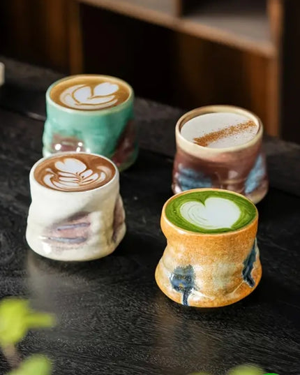 Ceramic Coffee Cup / Handlesss & Irregular White