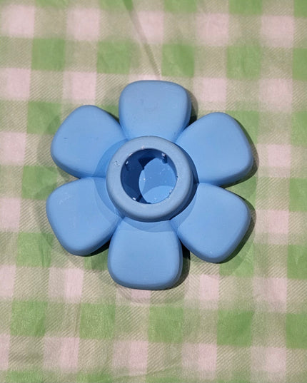 Flower-Shaped Candle Holder - Handmade - Baby Blue
