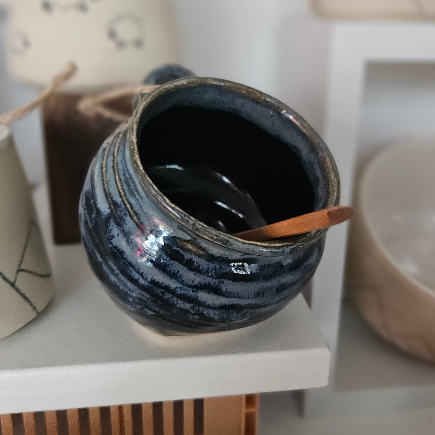 Ceramic Salt Pig - Blue