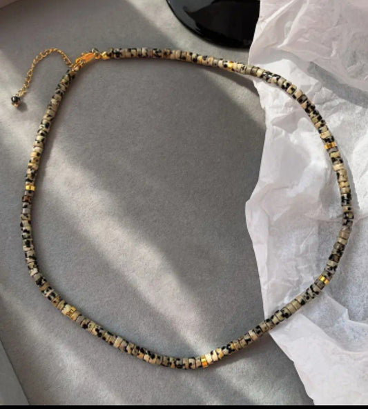 Natural Stone Necklace- Dalmatian