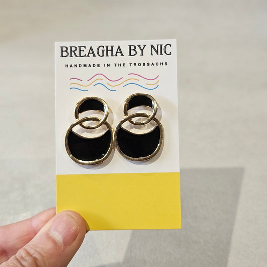 Geometric Circle Earrings- Black