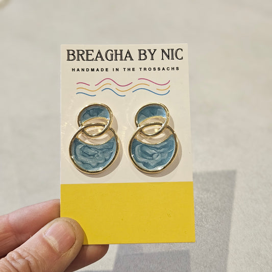 Geometric Circle Earrings- Light Blue
