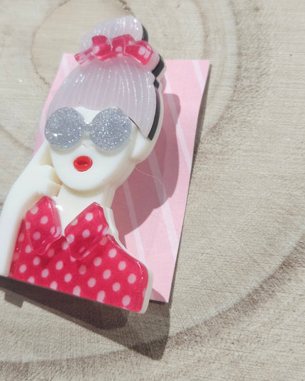 Elegant Woman Brooch * Acrylic Brooch Pin
