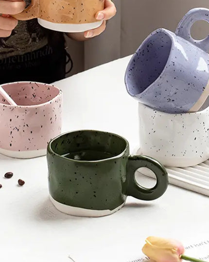Irregular Handmade Mug - Green Speckled
