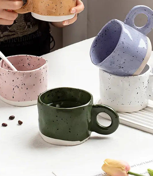 Irregular Handmade Mug - Green Speckled