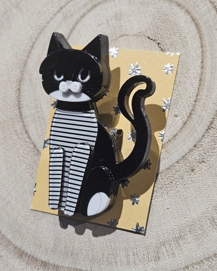 Black & White Cat * Acrylic Brooch Pin