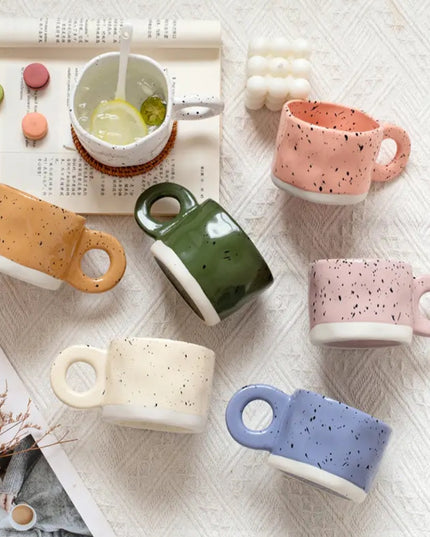 Irregular Handmade Mug - Green Speckled