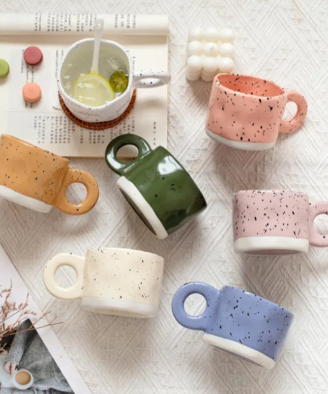 Irregular Handmade Mug - Green Speckled