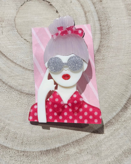 Elegant Woman Brooch * Acrylic Brooch Pin