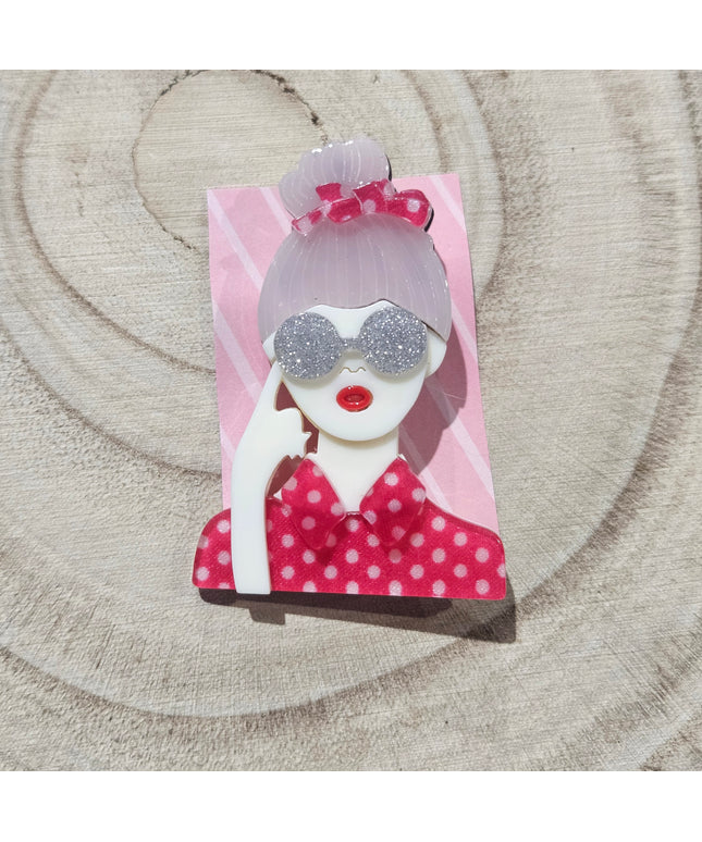 Elegant Woman Brooch * Acrylic Brooch Pin