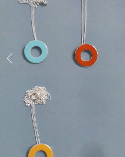 Circle Pendant - Enamel Red