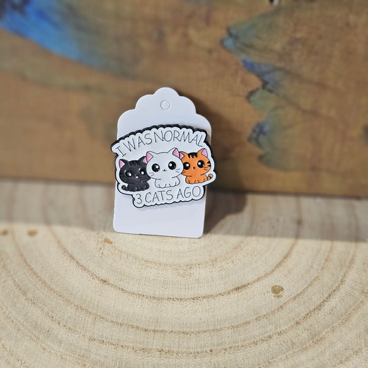 Normal & 3 Cats * Enamel Metal Pin