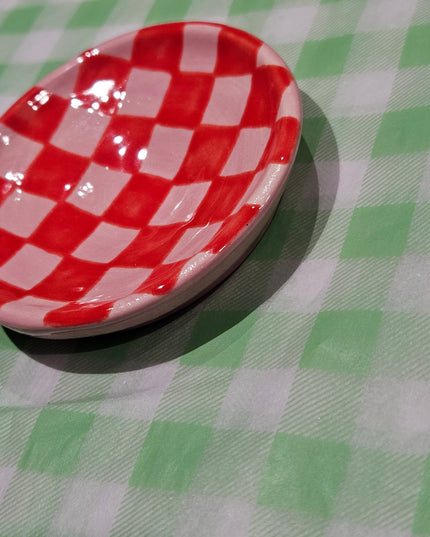 Trinket Dish * Pink Checkered