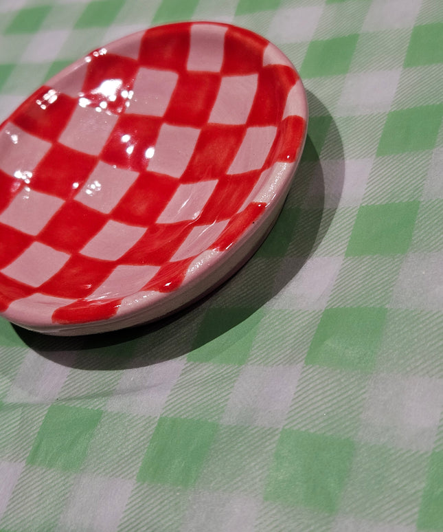 Trinket Dish * Pink Checkered
