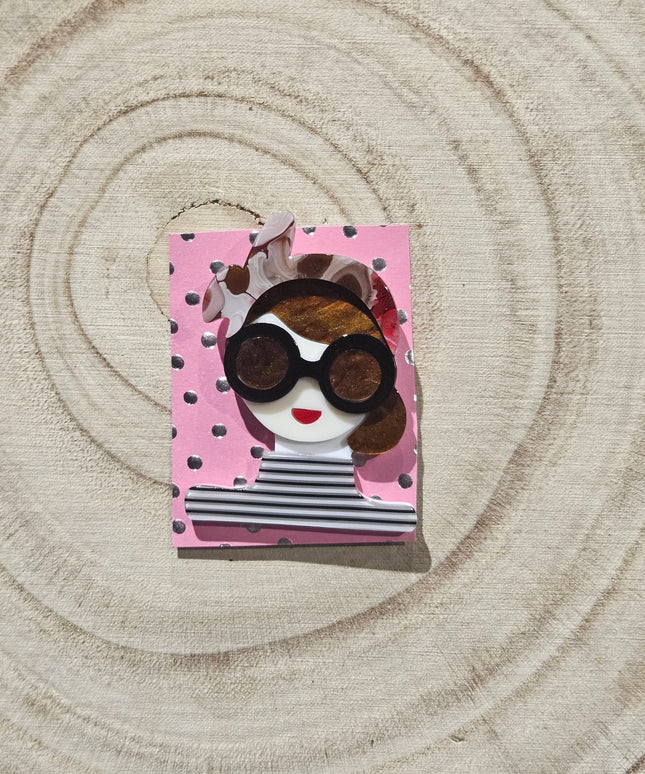 Elegant Woman Brooch * Acrylic Brooch Pin