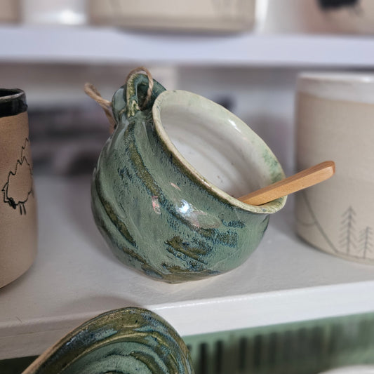 Ceramic Salt Pig - Moss Green